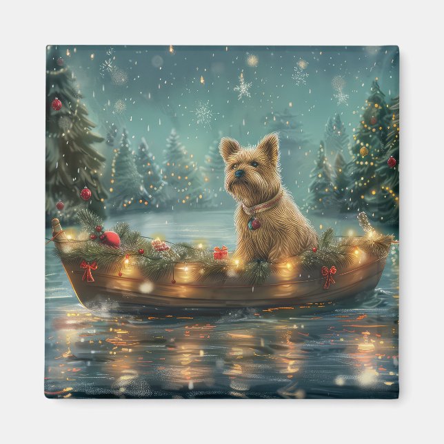 Íman Viagem Festiva de Natal do Cairn Terrier (Frente)