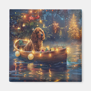 Íman Viagem Festiva de Natal do Cocker Spaniel