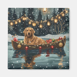 Íman Viagem Festiva de Natal do Golden Retriever