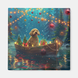 Íman Viagem Festiva de Natal do Goldendoodle