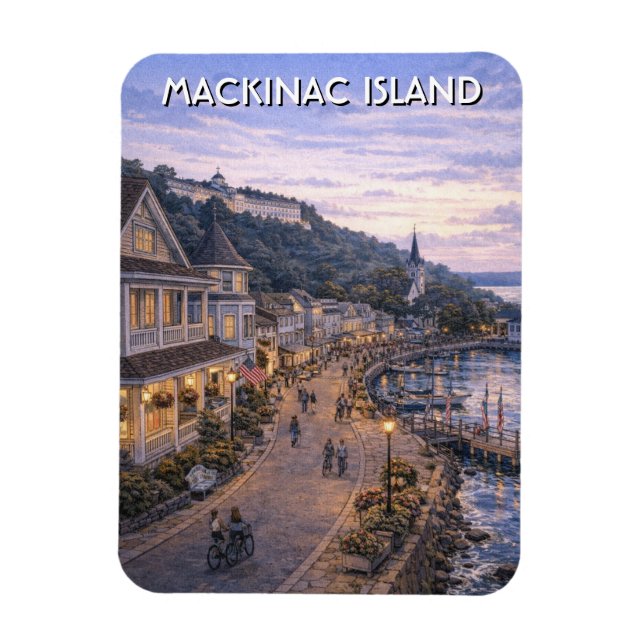 Íman Viagem para a Ilha Mackinac em Michigan (Vertical)