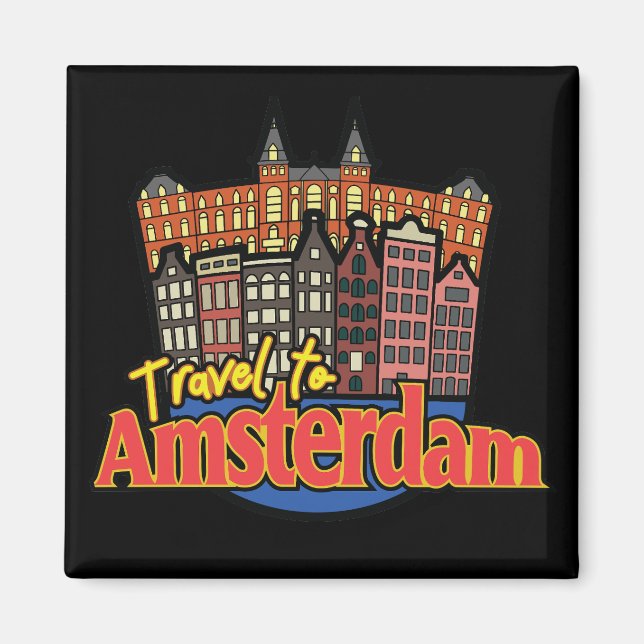 Íman Viagem para Amsterdam Netherlands Vintage (Frente)