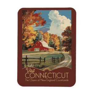 Íman Viagem pelo Interior de Connecticut Arte Vintage