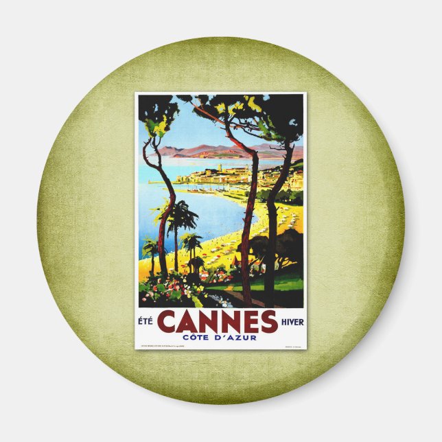 Íman Viagem Poster vintage Cannes França (Frente)