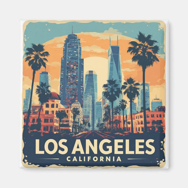 Íman Viagem Retro Los Angeles Califórnia (Frente)