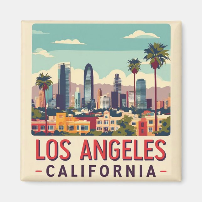 Íman Viagem Retro Los Angeles Califórnia (Frente)
