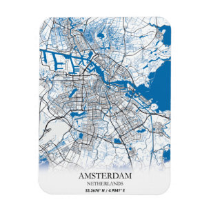 Íman Viagem Simples de Mapa da Cidade de Amsterdã Hola
