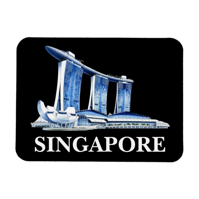Íman Viagem Skyline na moda de Singapura (Horizontal)