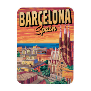 Íman Viagem vintage barcelona sagrada familia presentes