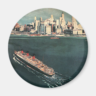 Íman Viagem Vintage de Navio de Cruzeiro para Nova York