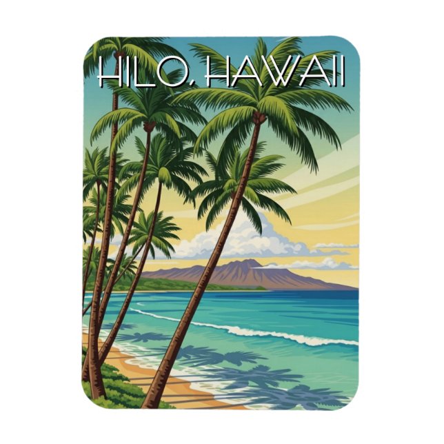 Íman Viagem Vintage Hilo Havaí (Vertical)