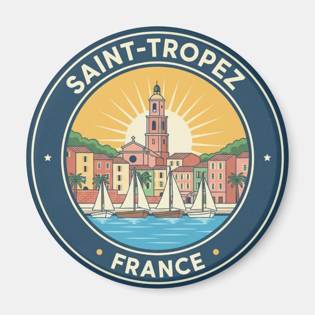 Íman Viagem Vintage Saint-Tropez França (Frente)