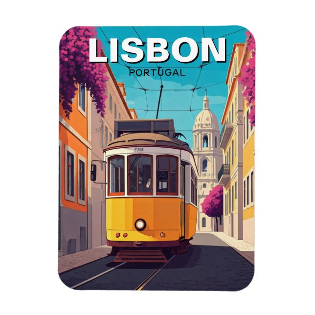 Íman Viagem Yellow Tram Lisboa Portugal (Vertical)