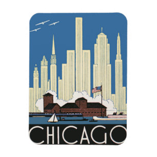 Íman Viagens Antigas Chicago Tem Tudo Silhueta da Cidad