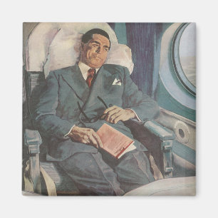 Íman Viagens de Negócios Vintage, Lendo no Avião