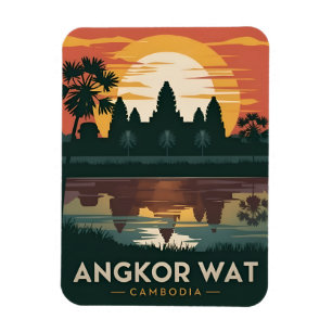 Íman Viagens vintage Angkor Wat Camboja Retro Sunset