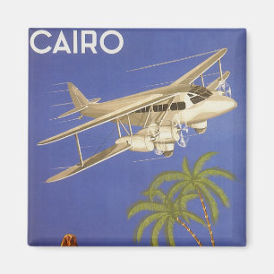 Íman Viagens vintage ao Cairo, Eygpt, avião do biplano