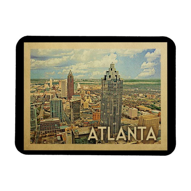 Íman Viagens vintage Atlanta Skyline Atlanta (Horizontal)