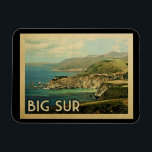 Íman Viagens vintage Big Sur Magnet California<br><div class="desc">Design do Big Sur California em Viagens vintage apresentando a ponte Bixby Creek e o oceano Pacífico.</div>