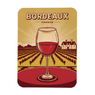 Íman Viagens vintage Bordeaux França Vineyard Landscape