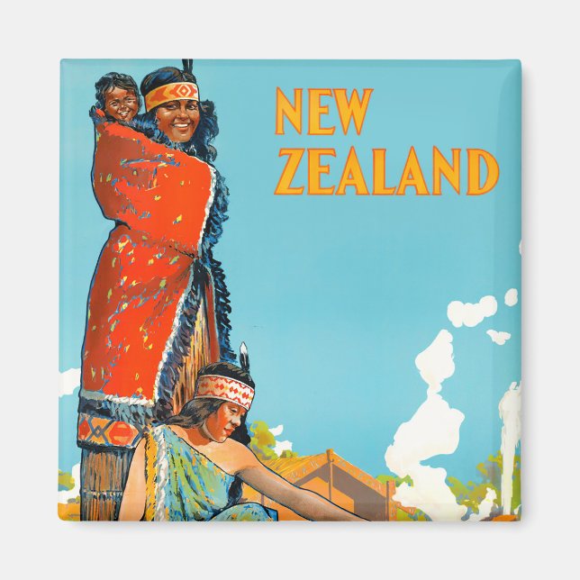 Íman Viagens vintage da Nova Zelândia (Frente)