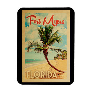 Íman Viagens vintage da praia da palmeira de Fort Myers