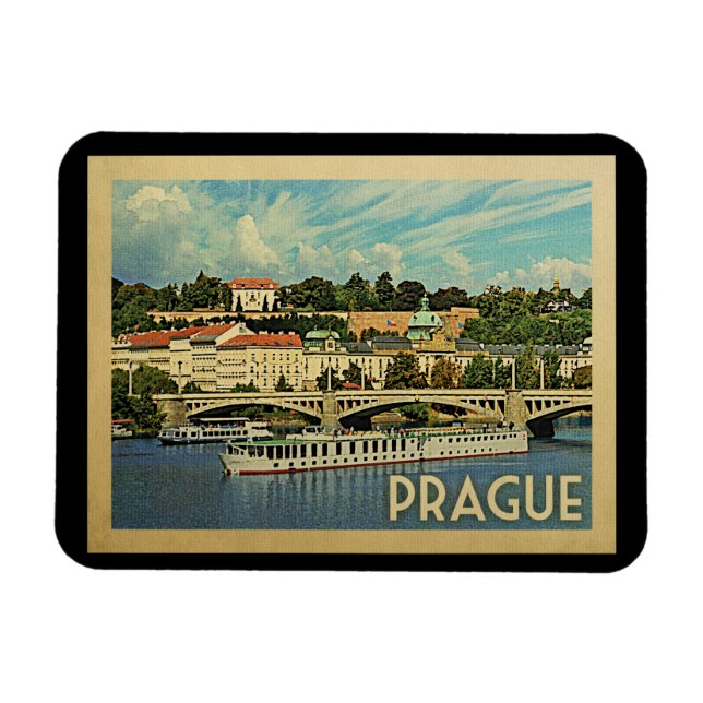 Íman Viagens vintage da república checa de Praga (Horizontal)