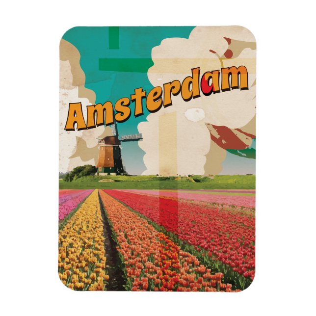 Íman Viagens vintage de Amesterdã (Vertical)
