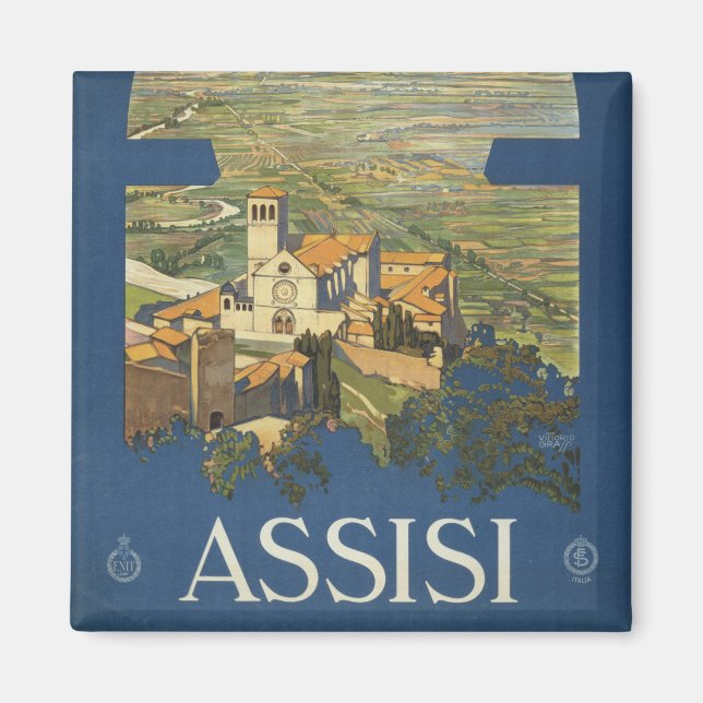 Íman Viagens vintage De Assisi, Itália (Frente)