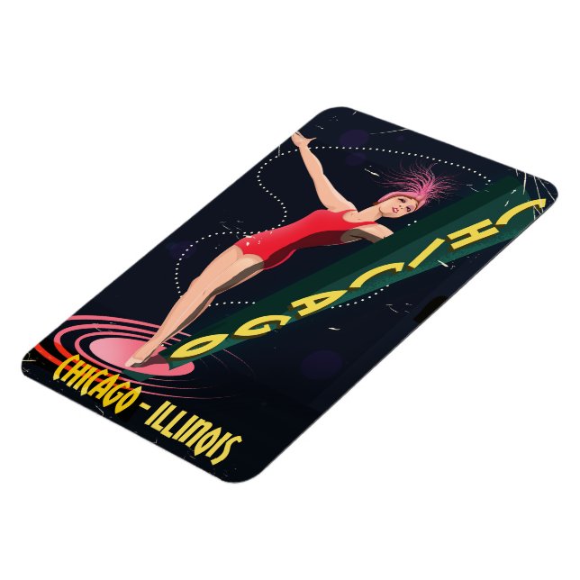 Íman Viagens vintage de Chicago Illinois (Left Side)