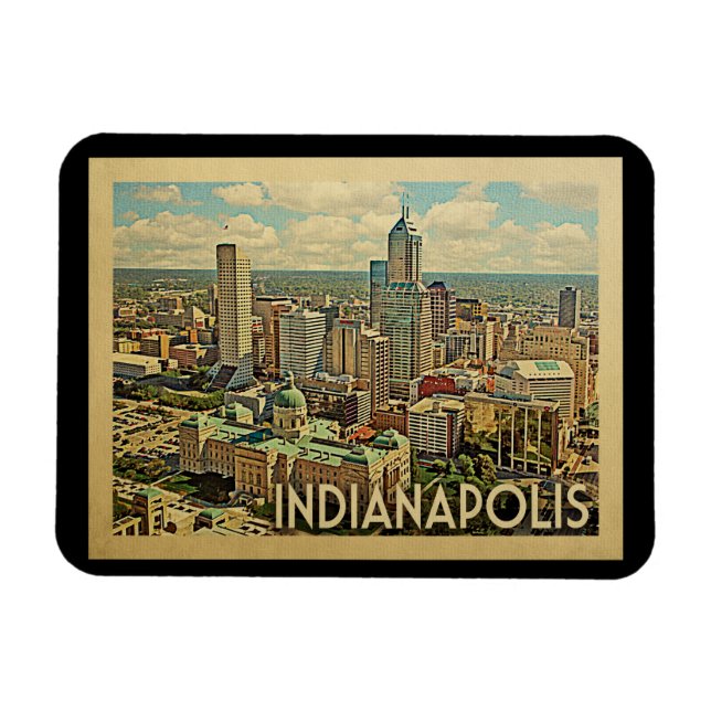 Íman Viagens vintage de Indianapolis Indiana (Horizontal)