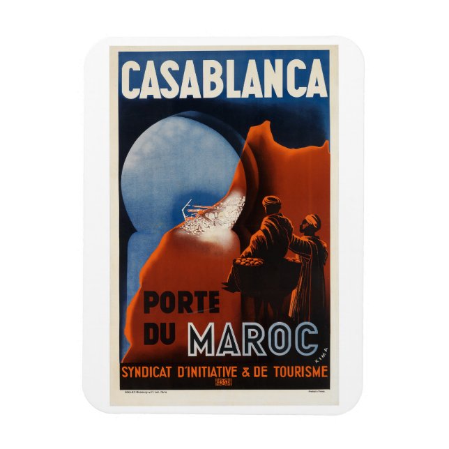 Íman Viagens vintage de Poster de Casablanca (Vertical)