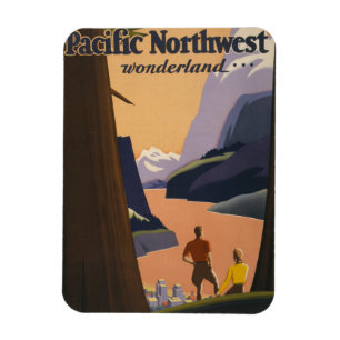 Íman Viagens vintage de Poster olhando para cima das mo