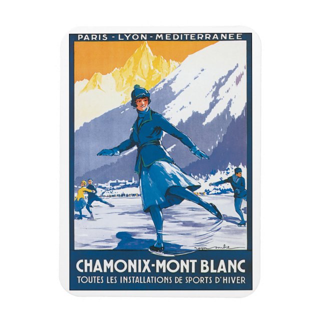 Íman Viagens vintage do Chamonix Mont Blanc (Vertical)