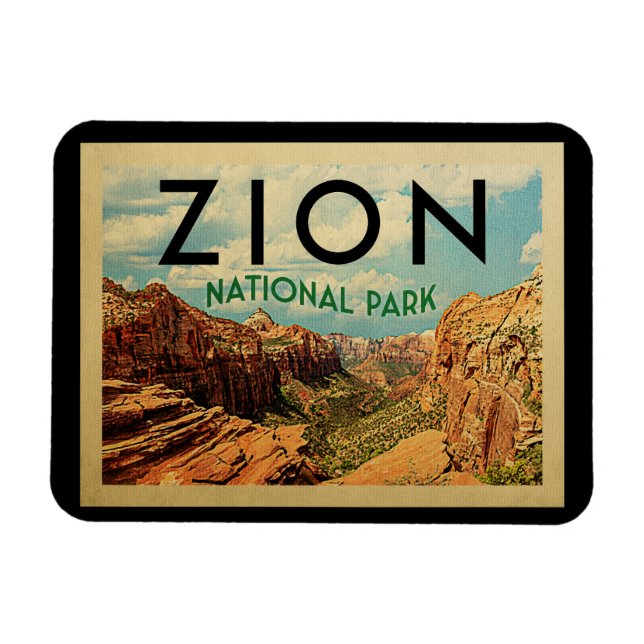 Íman Viagens vintage do Magnet do Zion National Park (Horizontal)
