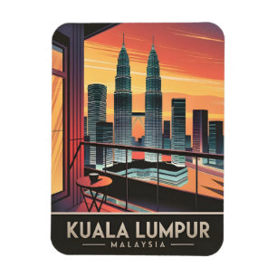 Íman Viagens vintage Kuala Lumpur Malásia Sunset Retro