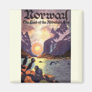 Íman viagens vintage, Land de Fjord da Noruega, Midnigh