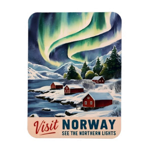 Íman Viagens vintage Noruega Luzes Nortes Retrocêntrica