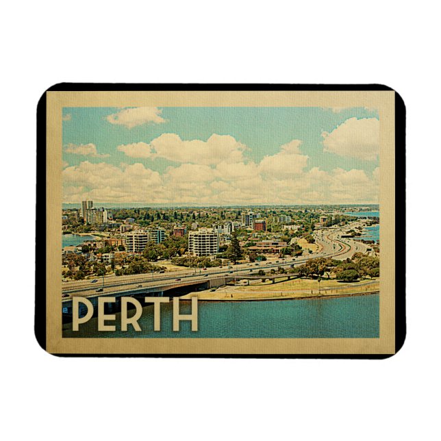 Íman Viagens vintage Perth Austrália (Horizontal)