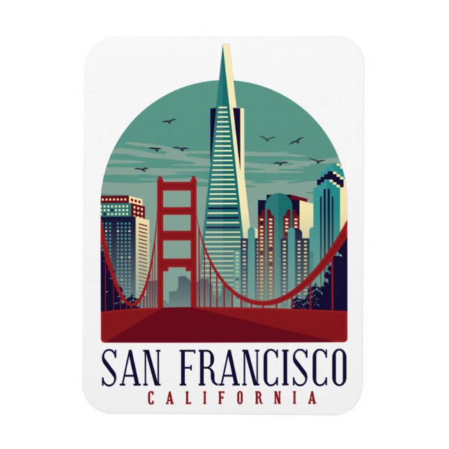 Íman Viagens vintage San Francisco Cityscape (Vertical)