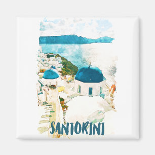 Íman Viagens vintage Santorini Watercolor