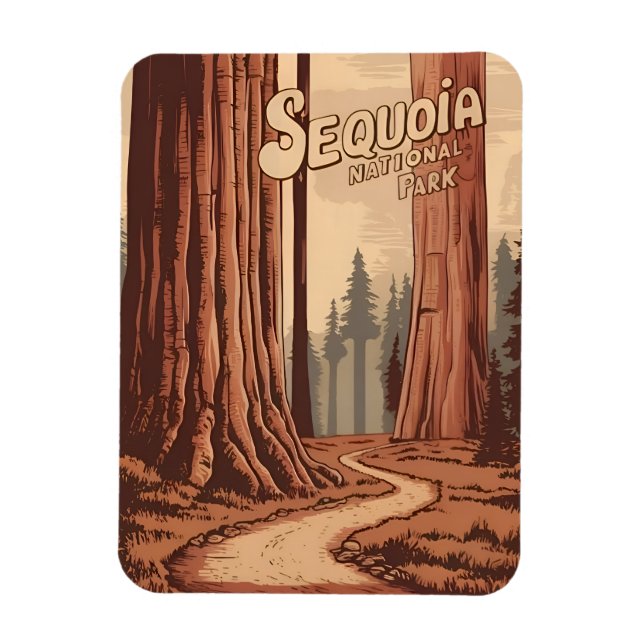 Íman Viagens vintage Sequoia National Park - Gráfico (Vertical)