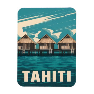 Íman Viagens vintage Tahiti Seanco Gráfico Retroativo