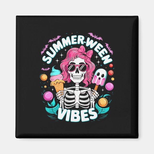 Íman Vibes Skeleton Férias Estragadas Verão de Hallowee (Frente)