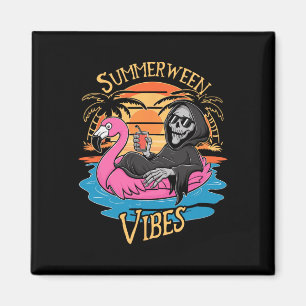 Íman Vibes Skeleton Flamingo Spooky Verão de Halloween