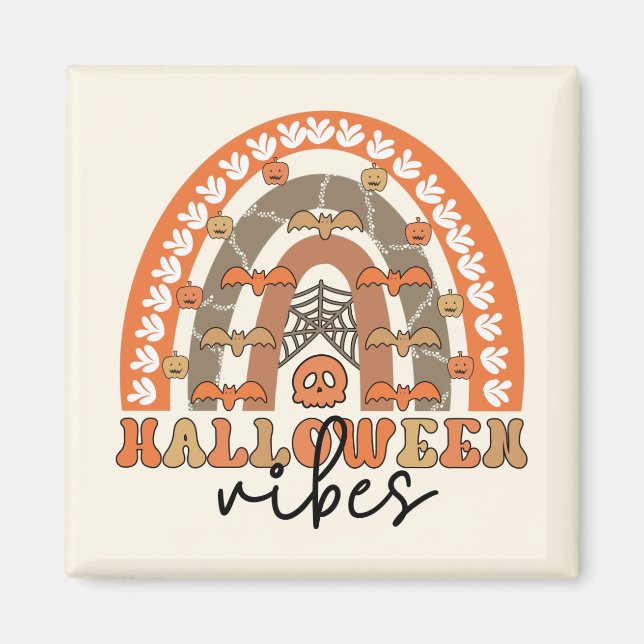 Íman Vibrações de Halloween Boho Arco-íris Outono Hallo (Frente)