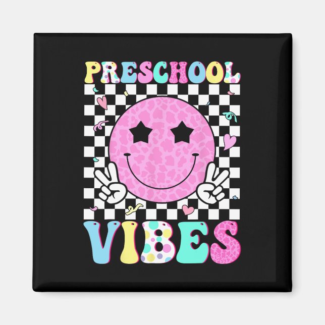 Íman Vibrações de Pré-Escola Rosto Sorridente De Volta  (Frente)