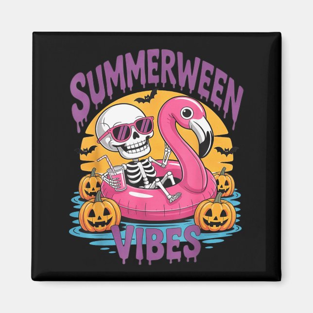 Íman Vibrações de Summerween Flamingo Esqueleto Hallowe (Frente)