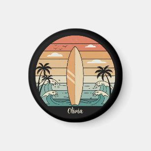 Íman Vibrações de Surf Retrô - Prancha de Surf e Ondas