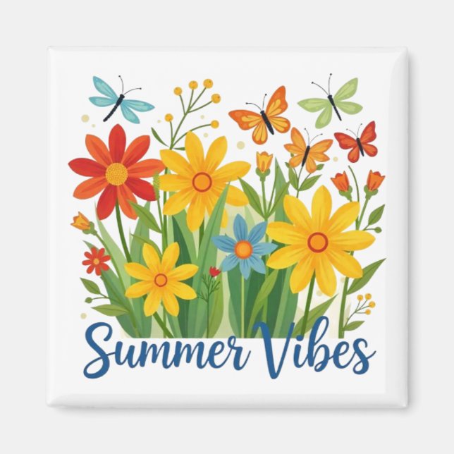 Íman Vibrações de Verão Floral com Borboletas (Frente)